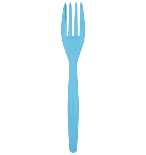Tenedor de Plastico Easy PS Turquesa 180mm (500 Uds) Tenedor de Plastico Easy PS Turquesa 180mm (500 Uds)