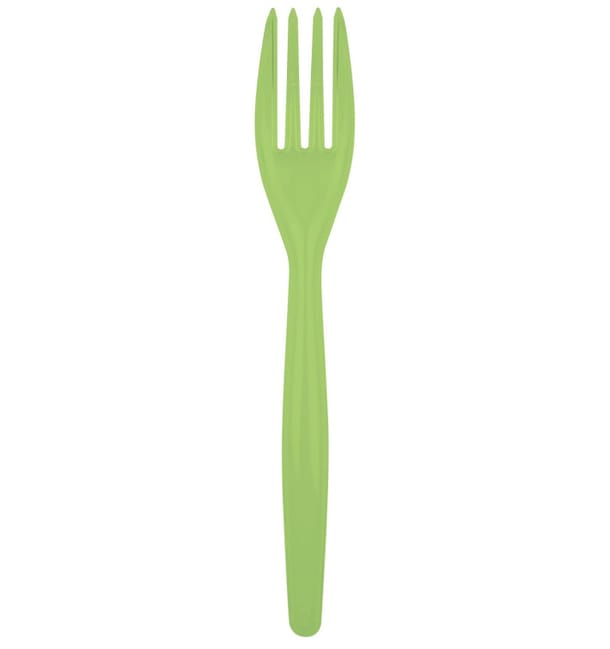 Tenedor de Plastico Easy PS Verde Lima 180mm (500 Uds)