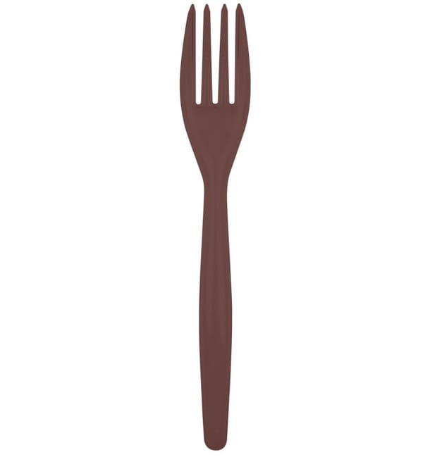 Tenedor de Plastico Easy PS Marron 180mm (20 Uds) Tenedor de Plastico Easy PS Marron 180mm (20 Uds)