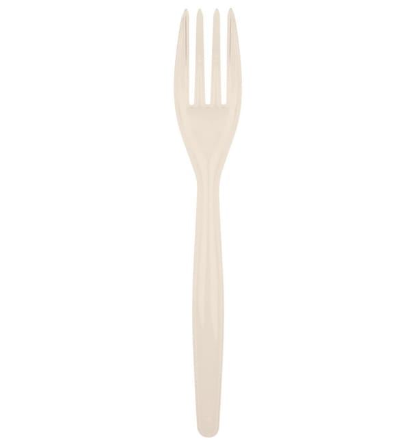 Tenedor de Plastico Easy PS Crema 180mm (500 Uds) Tenedor de Plastico Easy PS Crema 180mm (500 Uds)