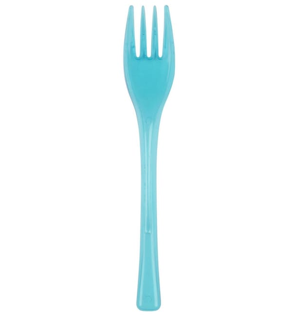 Tenedor de Plastico Fly Turquesa Transp. 140mm (1500 Uds) Tenedor de Plastico Fly Turquesa Transp. 140mm (1500 Uds)