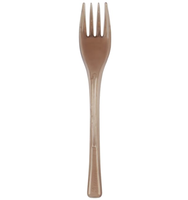 Tenedor de Plastico Fly Marrón Transp. 140mm (50 Uds) Tenedor de Plastico Fly Marrón Transp. 140mm (50 Uds)