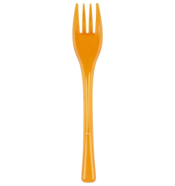 Tenedor de Plastico Fly Naranja Transp. 140mm (50 Uds) Tenedor de Plastico Fly Naranja Transp. 140mm (50 Uds)