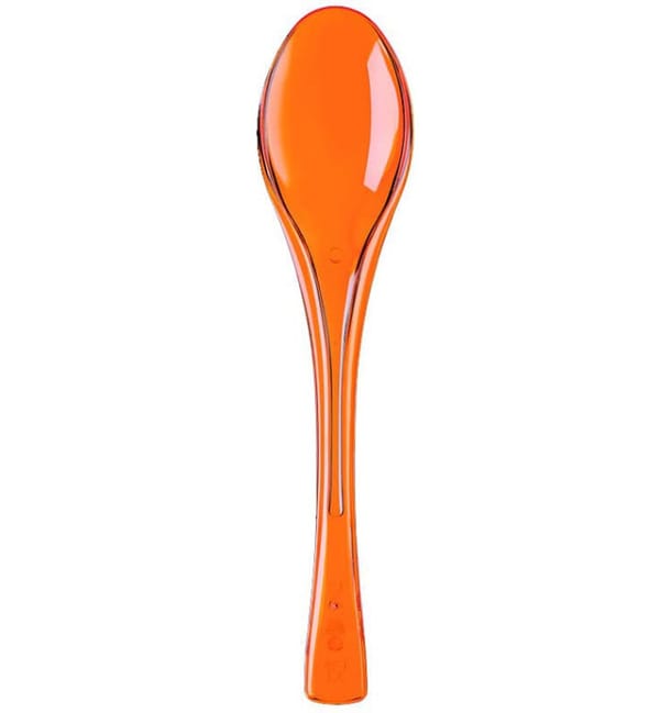 Cuchara de Plastico Fly Naranja transparente 145mm (50 Uds) Cuchara de Plastico Fly Naranja transparente 145mm (50 Uds)