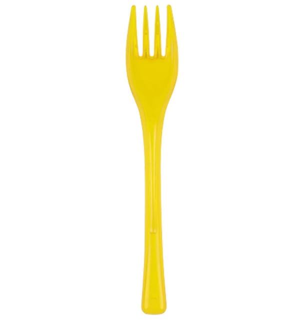 Tenedor de Plastico Fly Amarillo Transp. 140mm (50 Uds) Tenedor de Plastico Fly Amarillo Transp. 140mm (50 Uds)