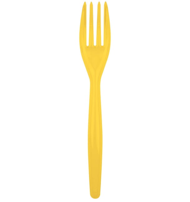 Tenedor de Plastico Easy PS Amarillo 180mm (500 Uds) Tenedor de Plastico Easy PS Amarillo 180mm (500 Uds)