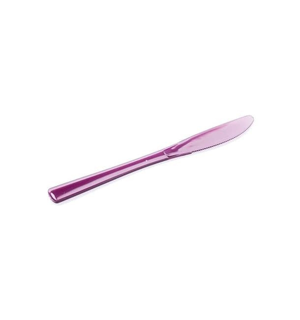 Cuchillo de Plastico Premium Berenjena 200mm (250 Uds) Cuchillo de Plastico Premium Berenjena 200mm (250 Uds)