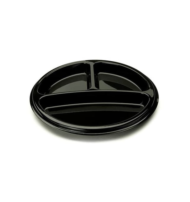 Plato Plastico Redondo 3 Compartim. Negro 26 cm (25 Uds) Plato Plastico Redondo 3 Compartim. Negro 26 cm (25 Uds)
