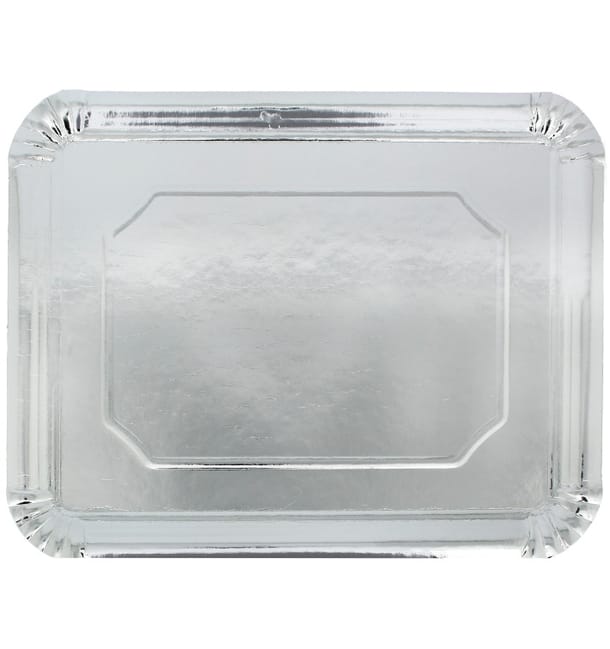 Bandeja de Carton Rectangular Plateada 34x42cm (50 Uds) Bandeja de Carton Rectangular Plateada 34x42cm (50 Uds)