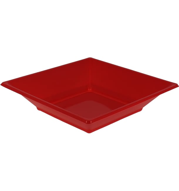 Plato de Plastico Hondo Cuadrado Rojo 170mm (5 Uds) Plato de Plastico Hondo Cuadrado Rojo 170mm (5 Uds)
