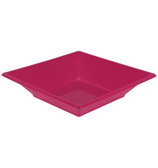 Plato de Plastico Hondo Cuadrado Fucsia 170mm (5 Uds) Plato de Plastico Hondo Cuadrado Fucsia 170mm (5 Uds)