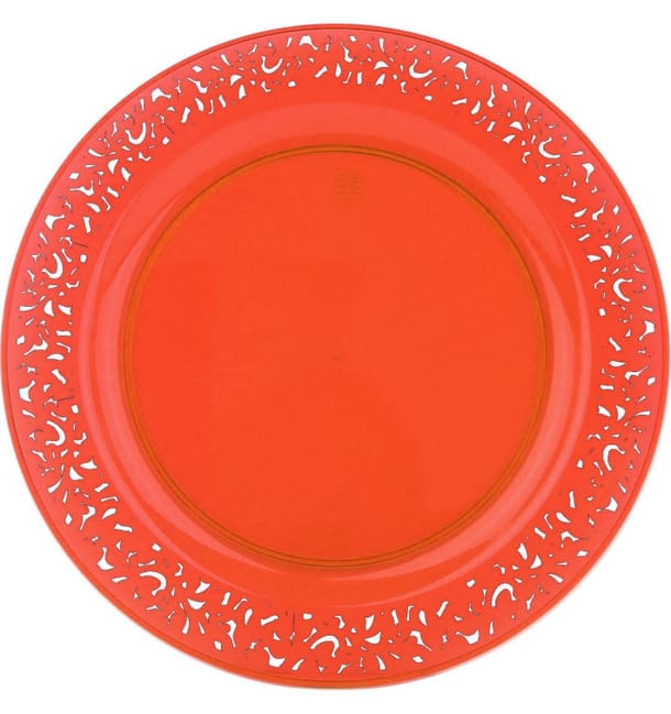 Plato Plastico Redondo "Mandala" Naranja 23cm (88 Uds)