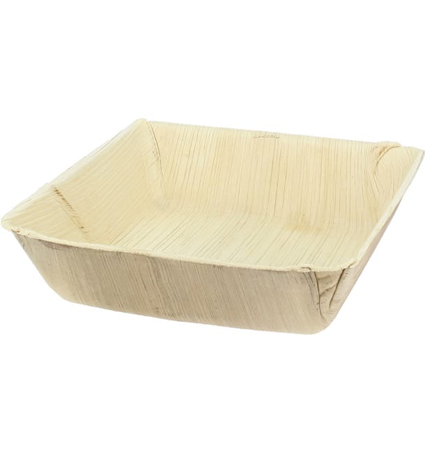 Plato Hondo Cuadrado Hoja de Palma 16x16cm (100 Uds) Plato Hondo Cuadrado Hoja de Palma 16x16cm (100 Uds)