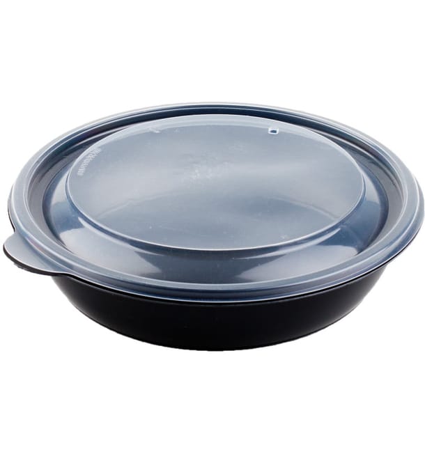 Tarrina de Plastico Negro PP + tapa Ø190x40mm (90 Uds) Tarrina de Plastico Negro PP + tapa Ø190x40mm (90 Uds)