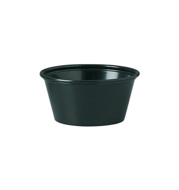 Tarrina de Plastico PP para Salsas Negro 60ml Ø66mm (125 Uds) Tarrina de Plastico PP para Salsas Negro 60ml Ø66mm (125 Uds)
