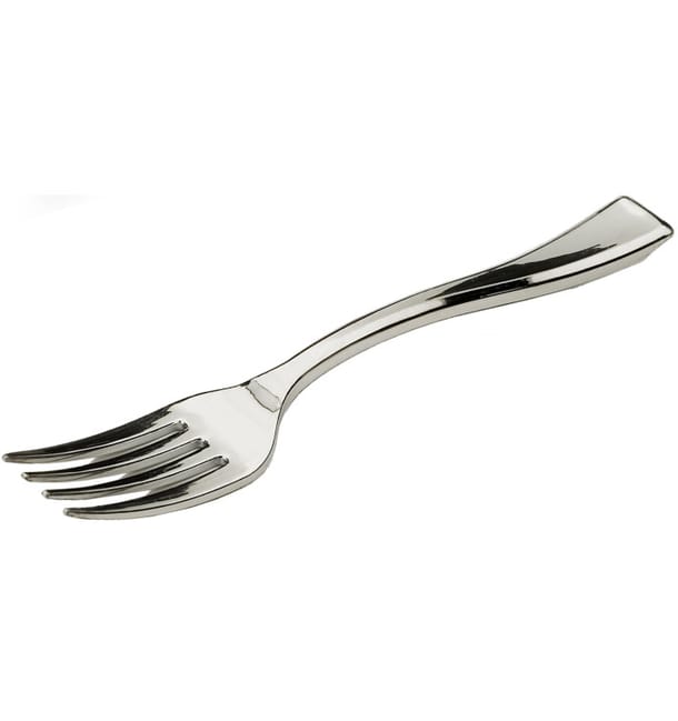 Mini Tenedor de Plastico Metalizado 100mm (50 Uds) Mini Tenedor de Plastico Metalizado 100mm (50 Uds)