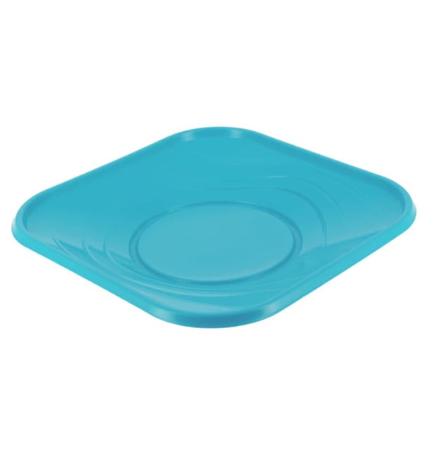 Plato de Plastico PP "X-Table" Cuadrado Turquesa 180mm (120 Uds)