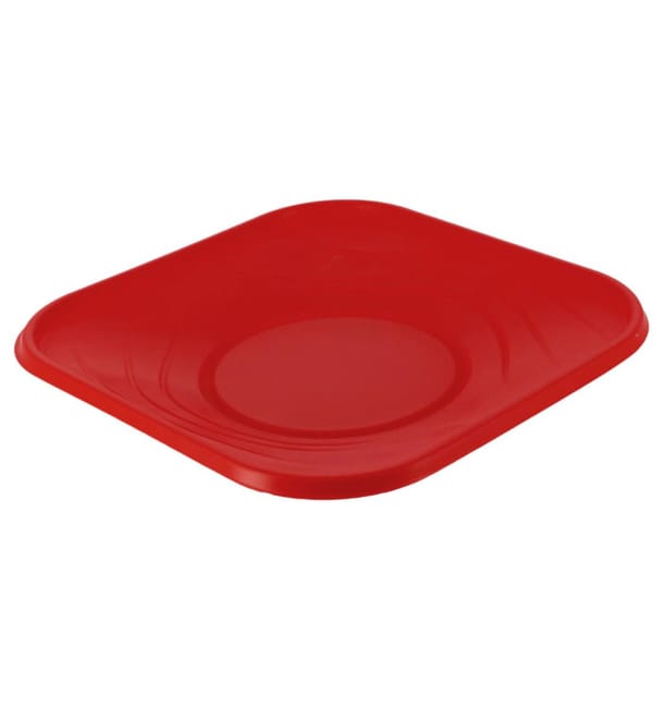 Plato de Plastico PP "X-Table" Cuadrado Rojo 180mm (8 Uds) Plato de Plastico PP "X-Table" Cuadrado Rojo 180mm (8 Uds)
