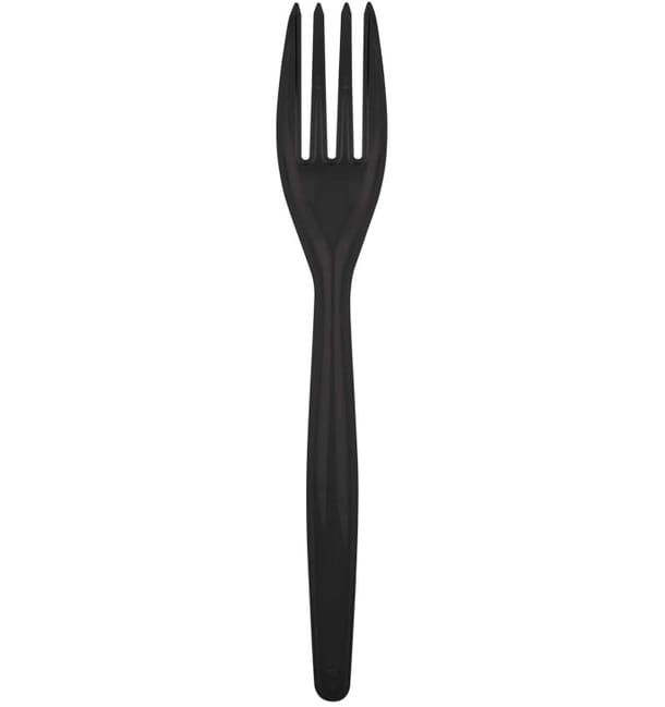 Tenedor de Plastico Easy PS Negro 180mm (20 Uds) Tenedor de Plastico Easy PS Negro 180mm (20 Uds)