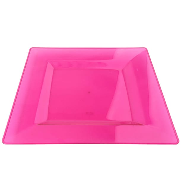 Plato Plastico Cuadrado Extra Rigido Frambuesa 20x20cm (4 Uds) Plato Plastico Cuadrado Extra Rigido Frambuesa 20x20cm (4 Uds)