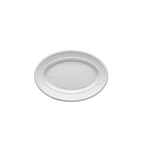 Plato de Plastico PS Ovalado Llano Blanco (1000 Uds) Plato de Plastico PS Ovalado Llano Blanco (1000 Uds)