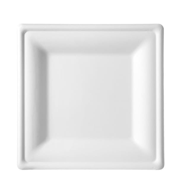 Plato Cuadrado Caña de Azucar Blanco 260x260mm (320 Uds)