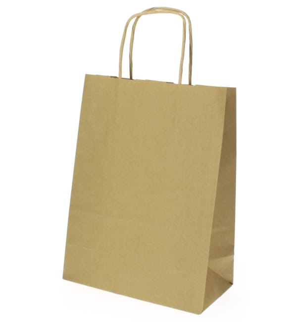 Bolsa Papel Kraft Hawanna con Asas 100g 18+8x24 cm (50 Uds) Bolsa Papel Kraft Hawanna con Asas 100g 18+8x24 cm (50 Uds)