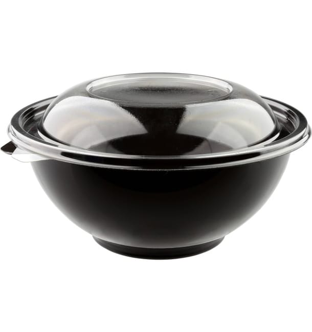 Bol de Plástico Negro PET con tapa 1500ml Ø230mm (5 Uds) Bol de Plástico Negro PET con tapa 1500ml Ø230mm (5 Uds)