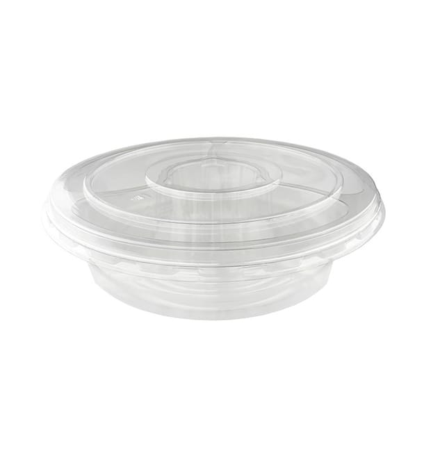 Bol Plástico PET 5C con tapa Ø26x7cm (100 Uds) Bol Plástico PET 5C con tapa Ø26x7cm (100 Uds)