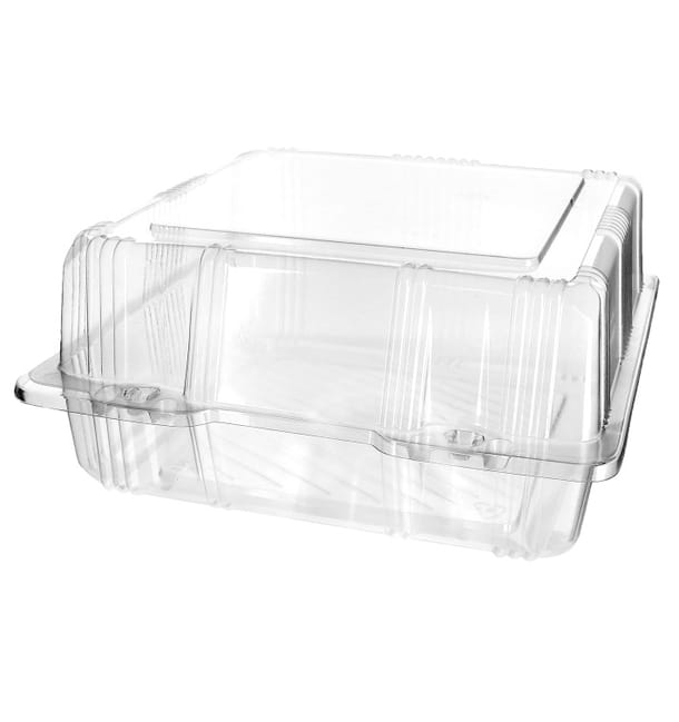 Envase Tapa Bisagra para Respotería PET 20x20x10cm (220 Uds) Envase Tapa Bisagra para Respotería PET 20x20x10cm (220 Uds)