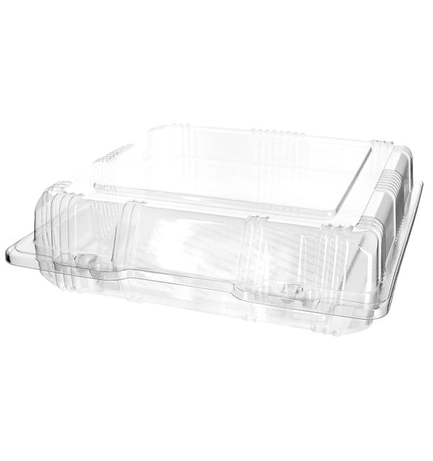 Envase Tapa Bisagra para Respotería PET 20x20x6cm (20 Uds)