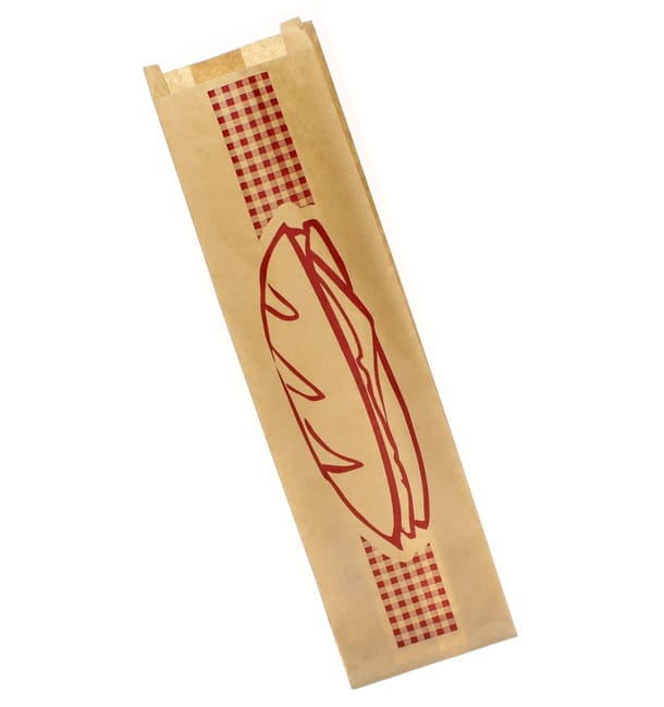 Bolsa de Papel Bocadillo Burdeos 9+5x32cm (250 Uds) Bolsa de Papel Bocadillo Burdeos 9+5x32cm (250 Uds)