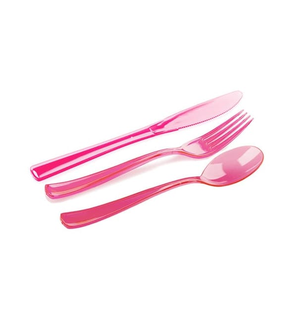 Kit Cubiertos Plastico Tenedor, Cuchillo, Cuchara Frambuesa (1 Kit) Kit Cubiertos Plastico Tenedor, Cuchillo, Cuchara Frambuesa (1 Kit)