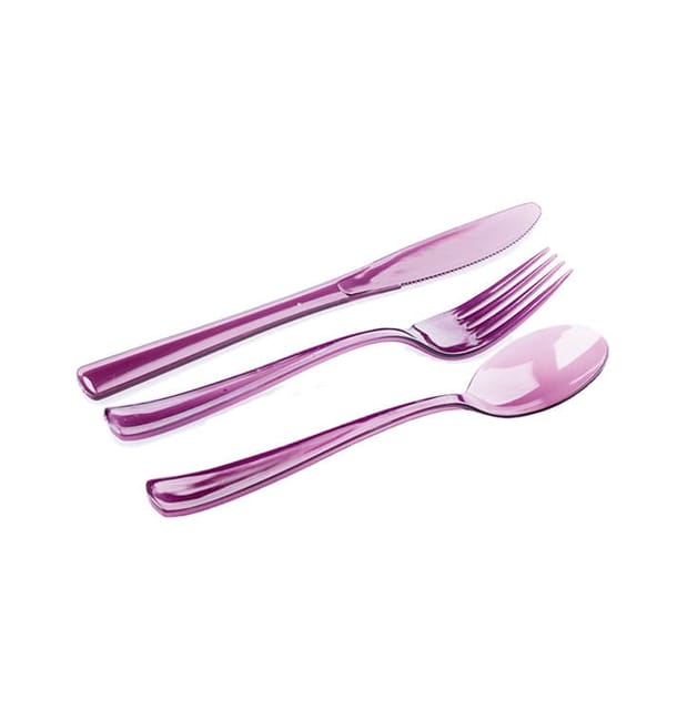 Kit Cubiertos Plastico Tenedor, Cuchillo, Cuchara Berenejena (20 Kits) Kit Cubiertos Plastico Tenedor, Cuchillo, Cuchara Berenejena (20 Kits)