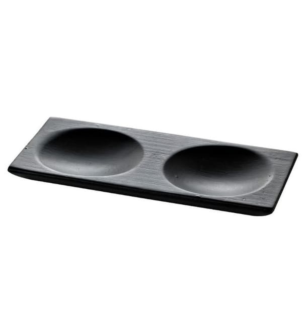 Plato Degustación de Bambu 2C Negro 12x6cm (12 Uds) Plato Degustación de Bambu 2C Negro 12x6cm (12 Uds)