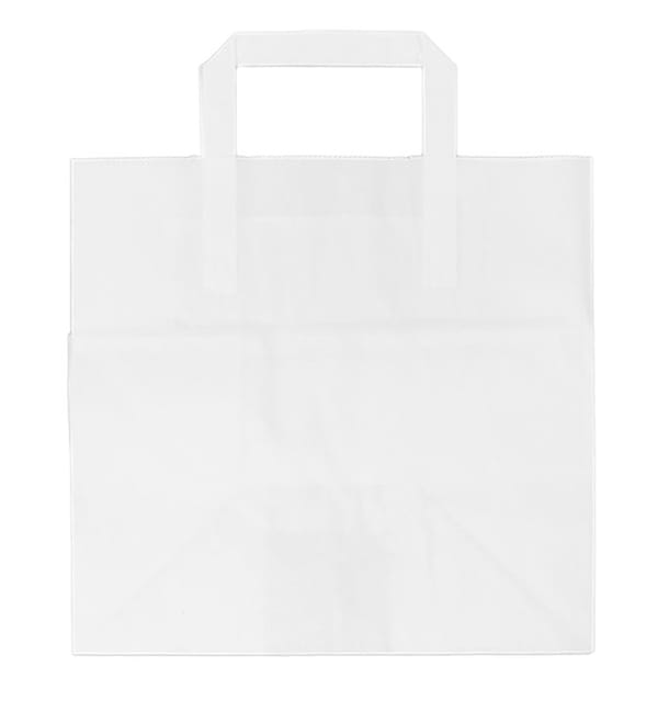 Bolsa Papel Blanca con Asas Planas 70g 26x18x26cm (50 Uds) Bolsa Papel Blanca con Asas Planas 70g 26x18x26cm (50 Uds)
