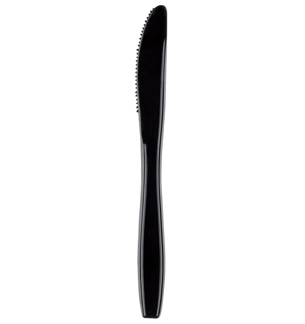 Cuchillo de Plastico Premium PS Negro 190mm (50 Uds) Cuchillo de Plastico Premium PS Negro 190mm (50 Uds)