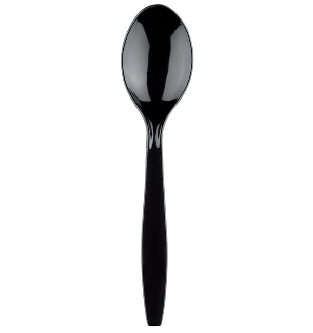 Cuchara de Plastico Premium PS Negro 190mm (50 Uds) Cuchara de Plastico Premium PS Negro 190mm (50 Uds)