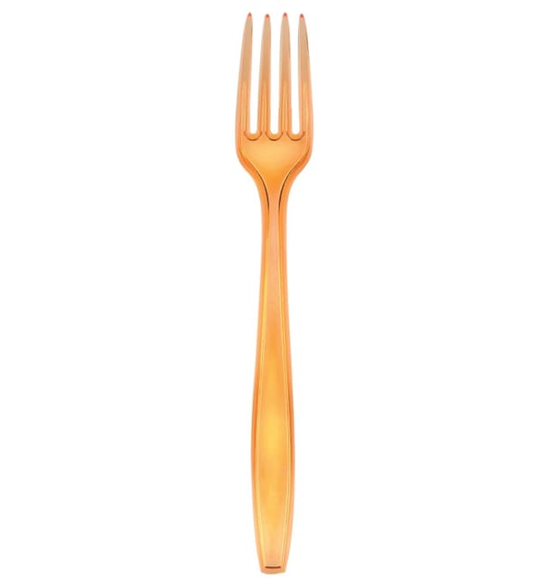 Tenedor de Plastico PS Premium Naranja 190mm (50 Uds) Tenedor de Plastico PS Premium Naranja 190mm (50 Uds)