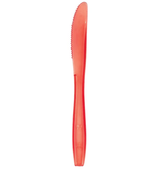 Cuchillo de Plastico PS Premium Rojo 190mm (50 Uds) Cuchillo de Plastico PS Premium Rojo 190mm (50 Uds)