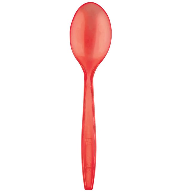 Cuchara de Plastico PS Premium Rojo 190mm (50 Uds) Cuchara de Plastico PS Premium Rojo 190mm (50 Uds)