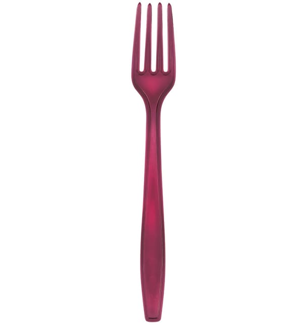 Tenedor de Plastico PS Premium Burdeos 190mm (50 Uds) Tenedor de Plastico PS Premium Burdeos 190mm (50 Uds)