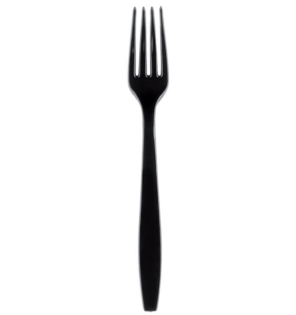 Tenedor de Plastico Premium PS Negro 190mm (1000 Uds) Tenedor de Plastico Premium PS Negro 190mm (1000 Uds)