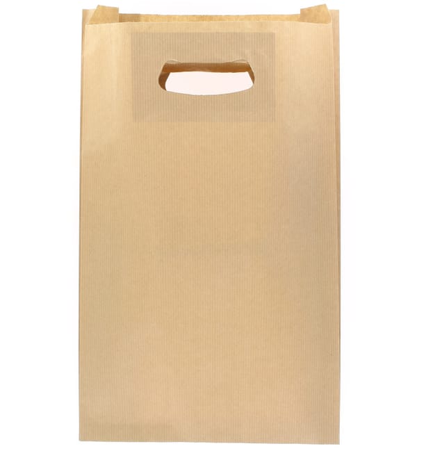 Bolsa Papel Kraft Asas Troqueladas 70g 24+7x37cm (50 Uds)