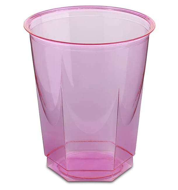 Vaso Plastico Hexagonal PS Cristal Fucsia 250ml (10 Uds) Vaso Plastico Hexagonal PS Cristal Fucsia 250ml (10 Uds)