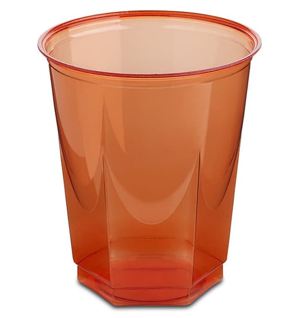 Vaso Plastico Hexagonal PS Cristal Rojo 250ml (10 Uds) Vaso Plastico Hexagonal PS Cristal Rojo 250ml (10 Uds)
