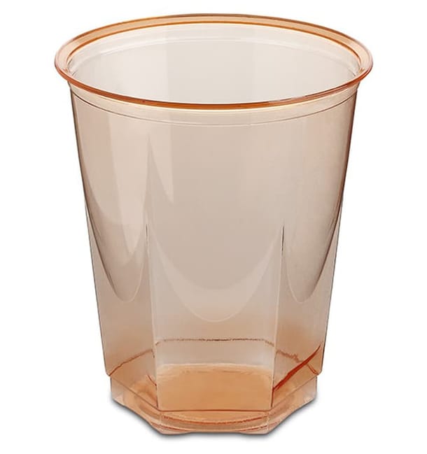 Vaso Plastico Hexagonal PS Cristal Naranja 250ml (10 Uds) Vaso Plastico Hexagonal PS Cristal Naranja 250ml (10 Uds)