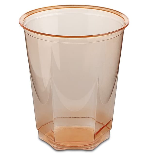 Vaso Plastico Hexagonal PS Cristal Naranja 250ml (250 Uds)