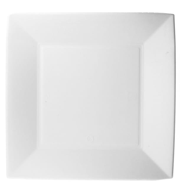 Plato Cuadrado Caña Azucar Nice Blanco 230x230mm (50 Uds)