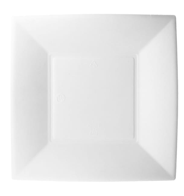 Plato Cuadrado Caña Azucar Nice Blanco 180x180mm (50 Uds)